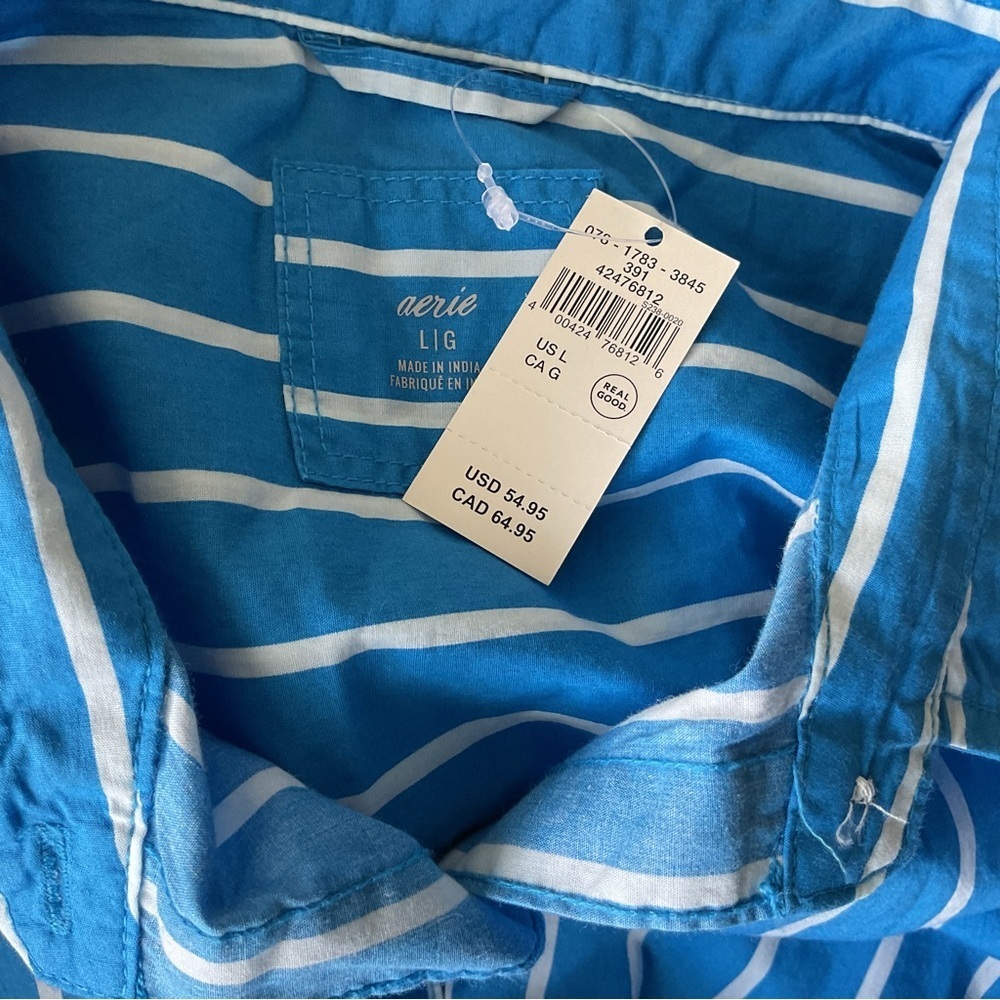 Aerie Striped Button-Up in Blue and White L oversized - Picture 11 of 11